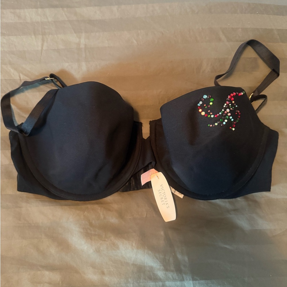 Victoria's Secret Black Bra with Colorful Embellishments